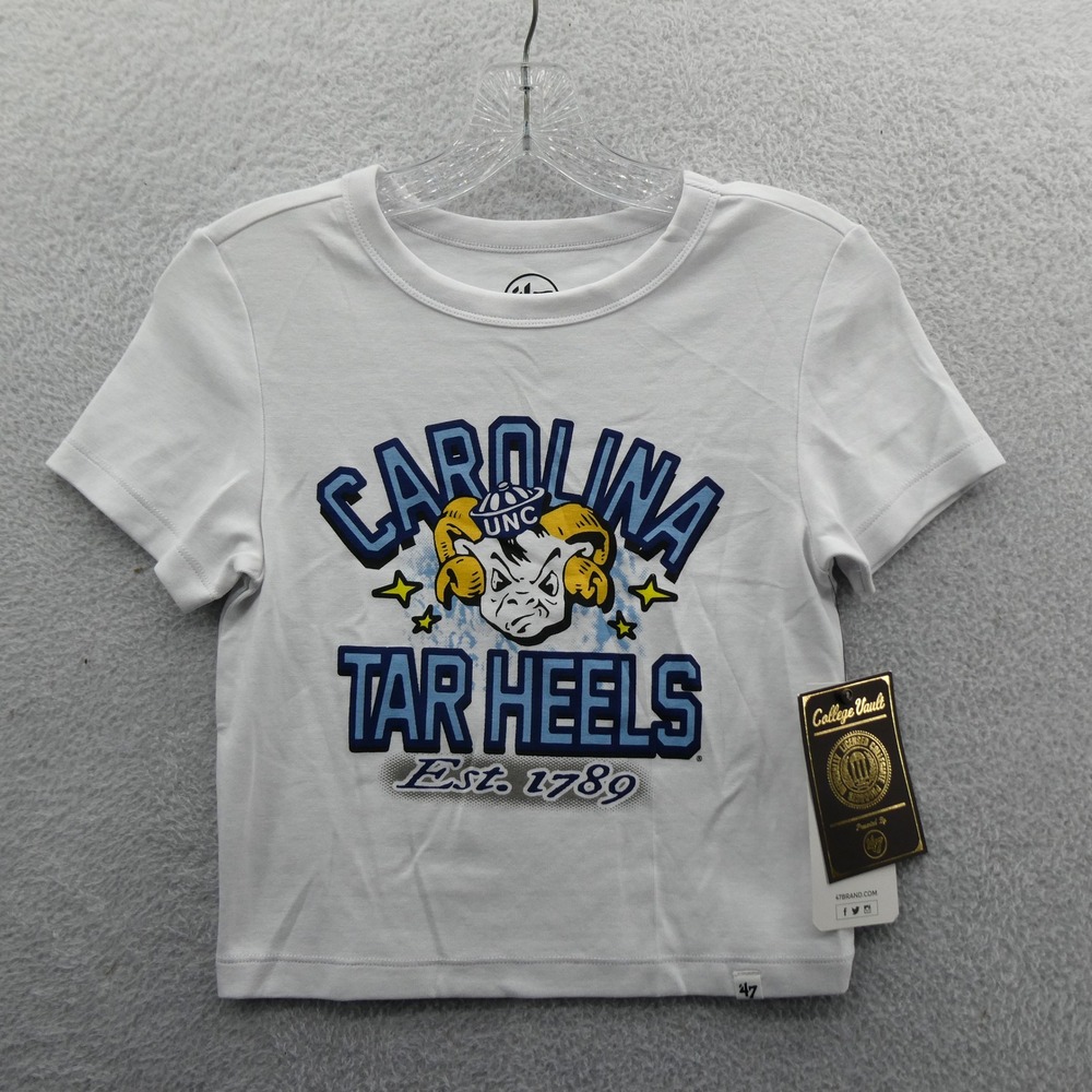 47 Brand Shirt Women Small UNC Tar Heels White Short Sleeve Cotton Blend